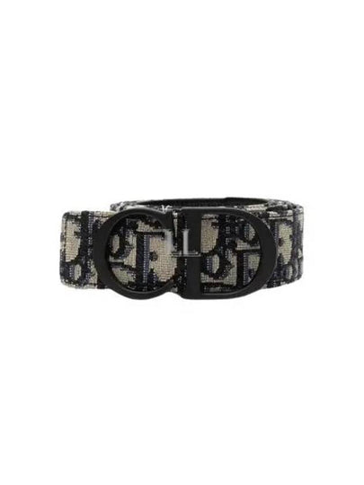 CD Oblique Jacquard Calfskin 35mm Reversible Belt Black Beige - DIOR - BALAAN 2