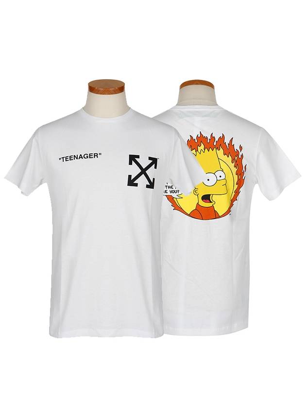 Flame Bart Simpson Slim Short Sleeve T-Shirt White - OFF WHITE - BALAAN 3