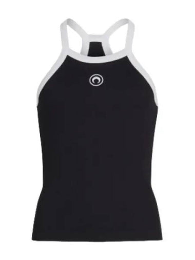 Marine Serre Organic Cotton Rib Tank Top Black Sleeveless - MARINE SERRE - BALAAN 1