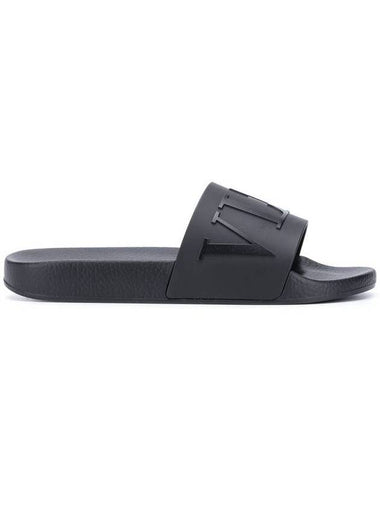 Men's VLTN Logo Slippers Black - VALENTINO - BALAAN 1