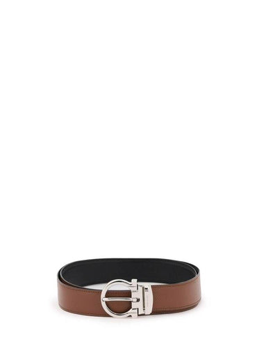 Gancini Reversible Leather Belt Brown - SALVATORE FERRAGAMO - BALAAN 1