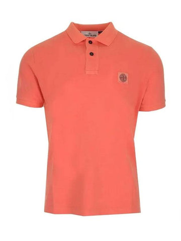 Men's Wappen Logo Patch Polo Shirt Orange - STONE ISLAND - BALAAN.