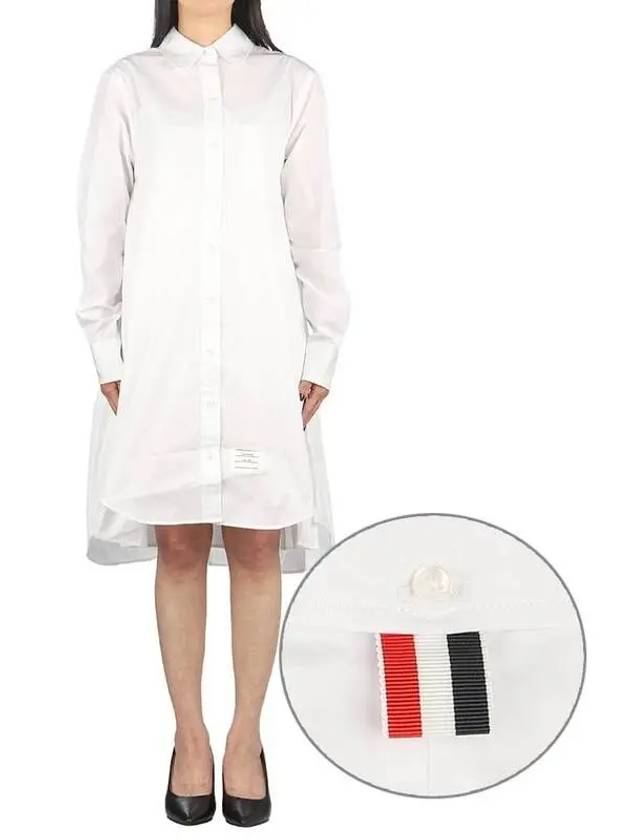 Solid Poplin Pleated Back Shirt Mini Dress White - THOM BROWNE - BALAAN 2