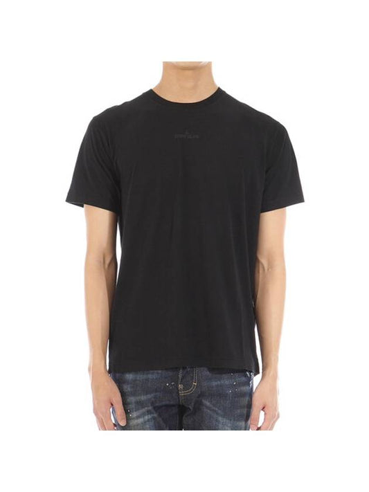 Small Logo Print Short Sleeve T-Shirt Black - STONE ISLAND - BALAAN 2