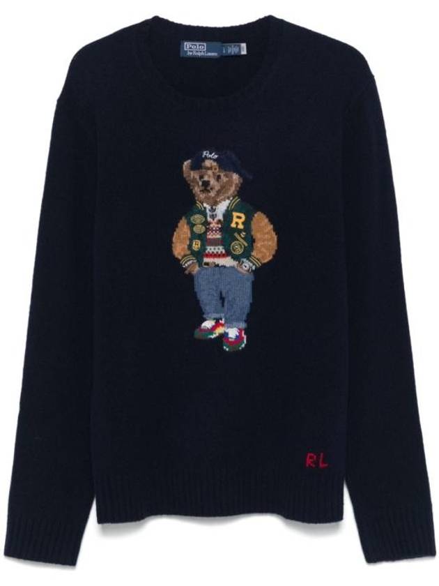 Polo Bear Intarsia Wool Cashmere Sweatshirt Navy - POLO RALPH LAUREN - BALAAN 2