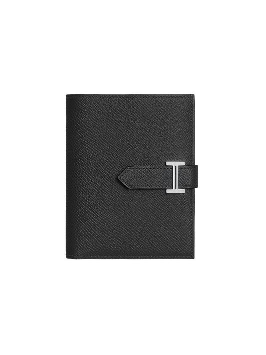 Hermes Bearn Silver Hardware Compact Half Wallet Noir - HERMES - BALAAN 1