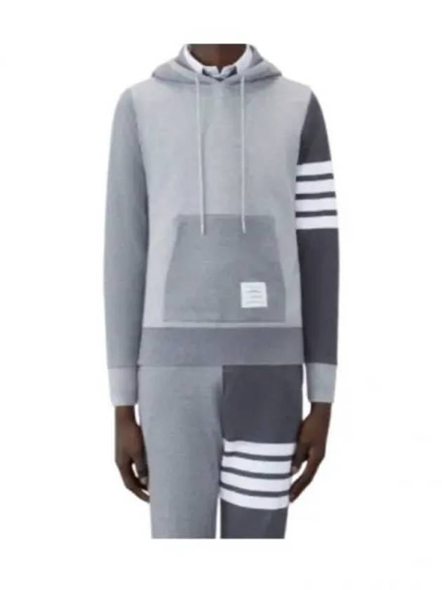 Panel Drawstring Cotton Hoodie Grey - THOM BROWNE - BALAAN 2