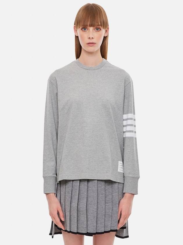 Engineered 4 Bar Medium Weight Jersey Oversized Long Sleeved T-Shirt Light Grey - THOM BROWNE - BALAAN 2