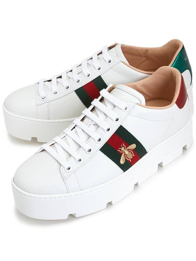 Ace Embroidered Bee Platform Low Top Sneakers White - GUCCI - BALAAN 2