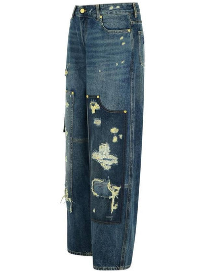 Ganni Wide-Leg Vintage Effect Cotton Jeans - GANNI - BALAAN 2