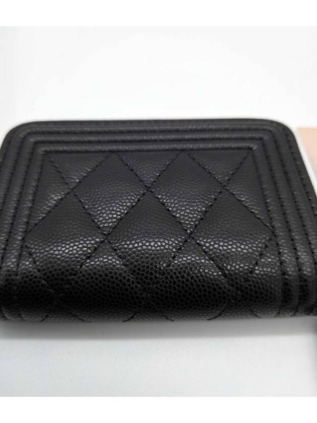 Boy Vintage Silver Hardware Quilted Caviar Zipper Card Wallet Black - CHANEL - BALAAN 10