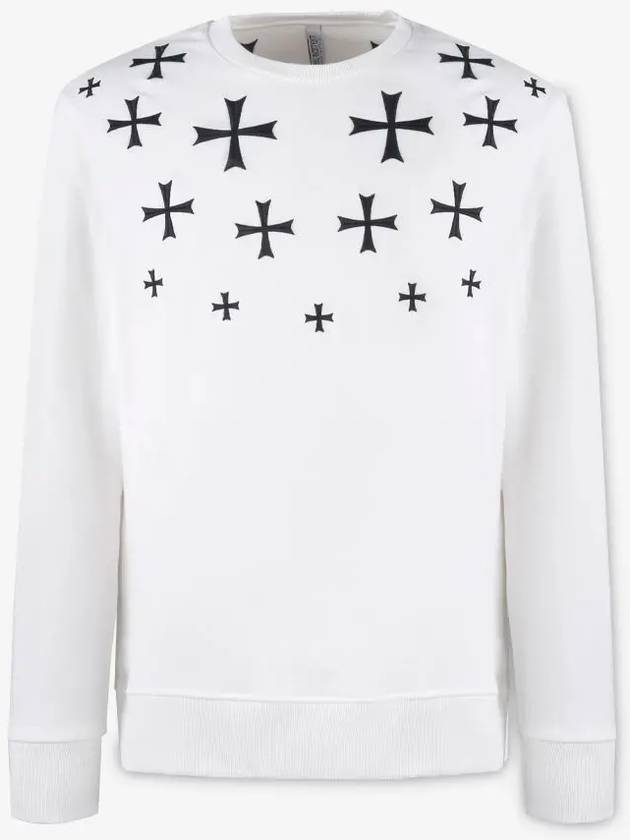 Men's Multi Cross Print Sweatshirt White - NEIL BARRETT - BALAAN 3