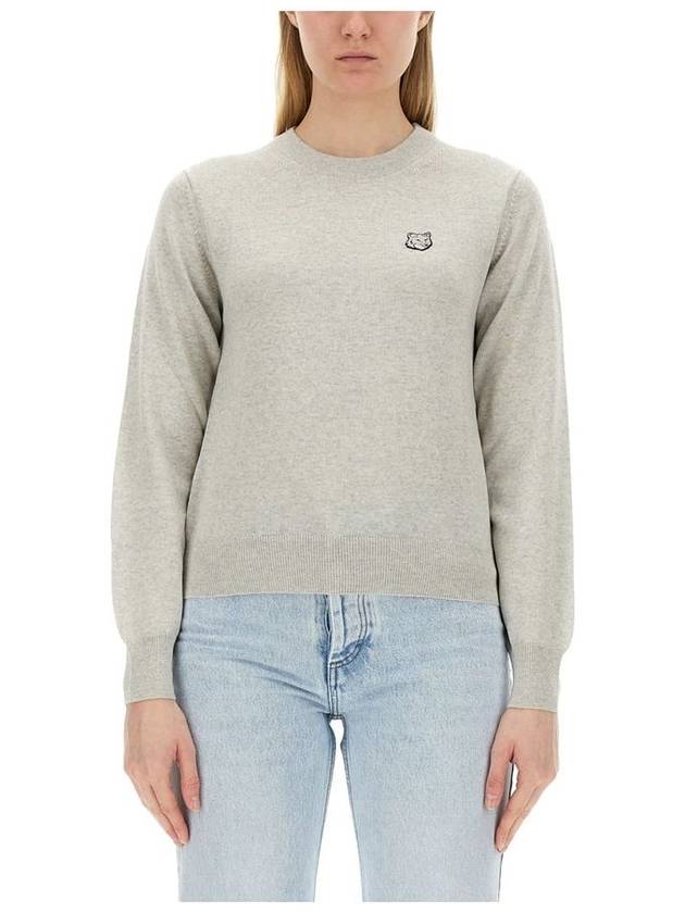 Bold Fox Head Wool Knit Top Grey - MAISON KITSUNE - BALAAN 2