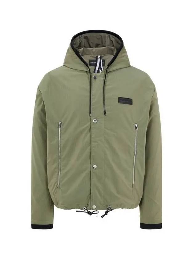 Men s Leather Logo Patch Ripstop Jacket Green 271584 - EMPORIO ARMANI - BALAAN 1