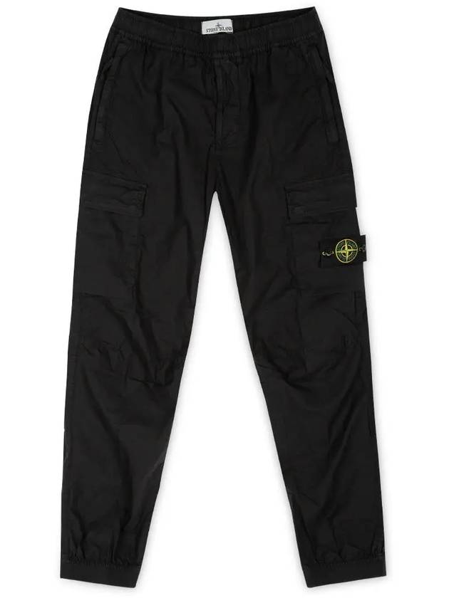 Stretch Cotton Tela Paracadute Cargo Straight Pants Black - STONE ISLAND - BALAAN 4