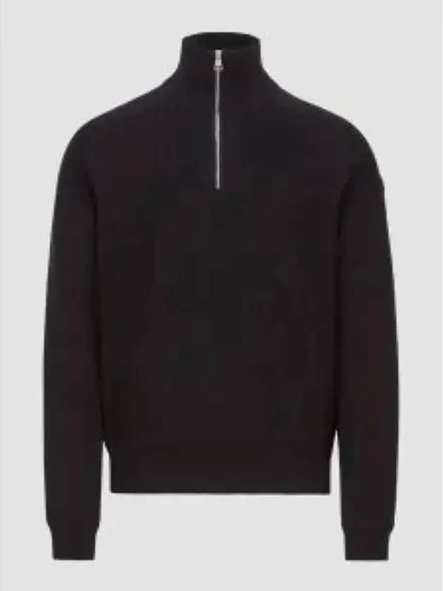 Cotton Cashmere Half Zip Knit Top Navy - MONCLER - BALAAN 2