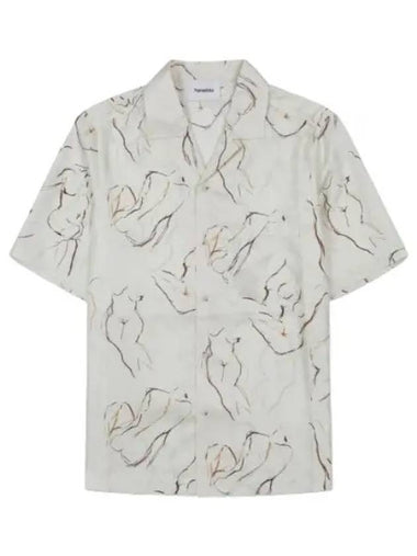 Nanushka Small Scale Line Drawing Short Sleeve Shirt Off White - NANUSHKA - BALAAN 1