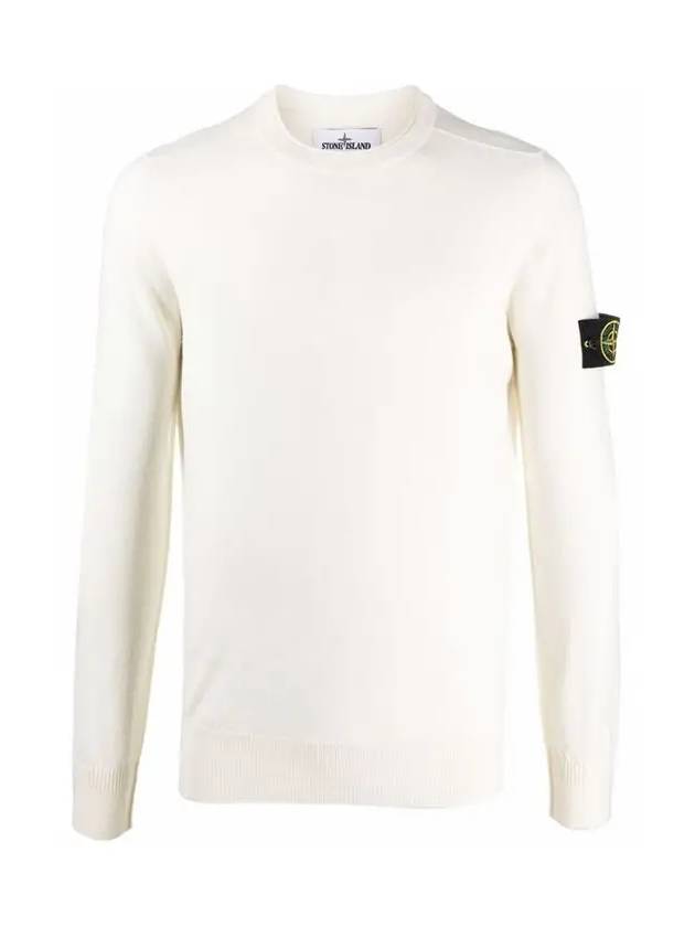 Waffen Patch Crew Neck Wool Knit Top Ivory - STONE ISLAND - BALAAN 2