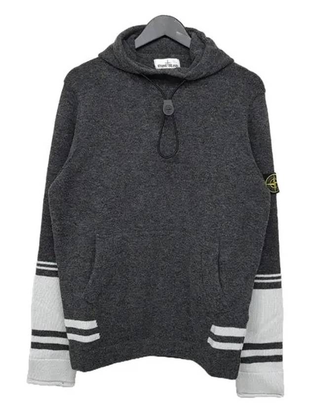 Men's Wappen Patch Hooded Knit Top Grey - STONE ISLAND - BALAAN 2