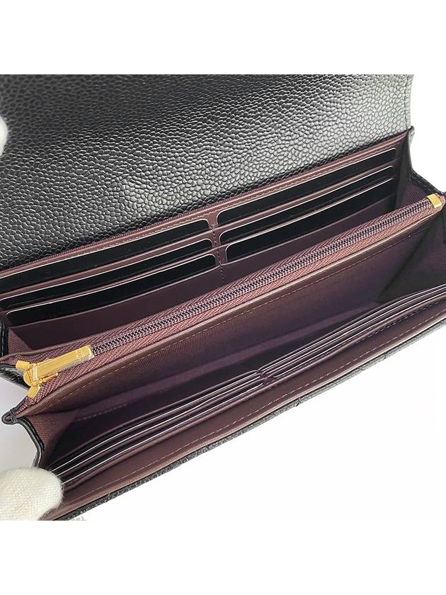 Classic Grained Calfskin Gold Flap Wallet Black - CHANEL - BALAAN 7