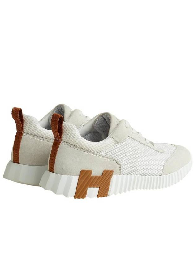 Men's Bouncing Mesh Suede Goatskin Low Top Sneakers White - HERMES - BALAAN 4