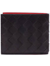 Intrecciato Two-Tone Half Wallet Black Red - BOTTEGA VENETA - BALAAN 5