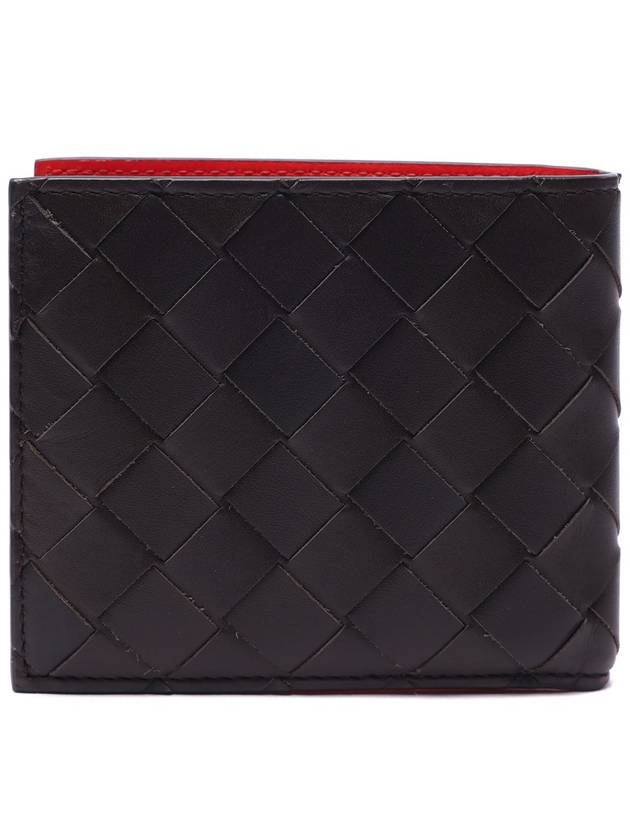 Intrecciato Two-Tone Half Wallet Black Red - BOTTEGA VENETA - BALAAN 5