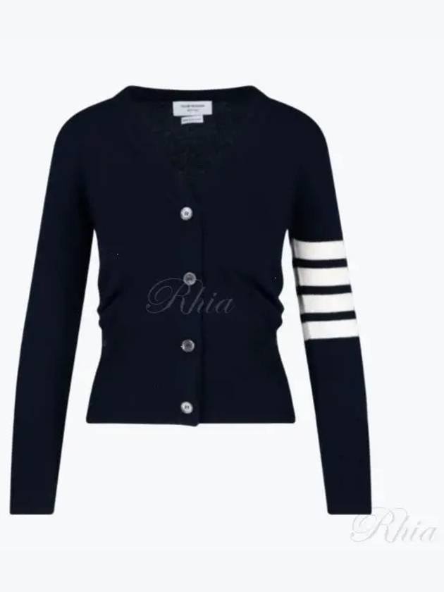 4-Bar V-Neck Cashmere Cardigan Navy - THOM BROWNE - BALAAN 2