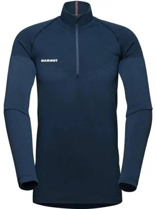 Men's Moench Advanced Half Zip Up Long Sleeve T-Shirt Navy - MAMMUT - BALAAN 1