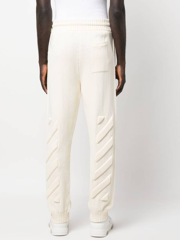 Diag Stripe Knitted Track Pants Ivory - OFF WHITE - BALAAN 4