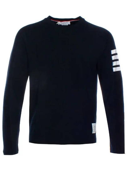 4-Bar Striped Cotton Long Sleeve T-Shirt Navy - THOM BROWNE - BALAAN 2