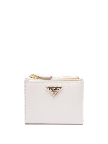 Small Saffiano Half Wallet White - PRADA - BALAAN 1