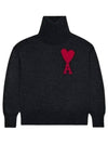 Intarsia Heart Logo Turtleneck Black - AMI - BALAAN 2