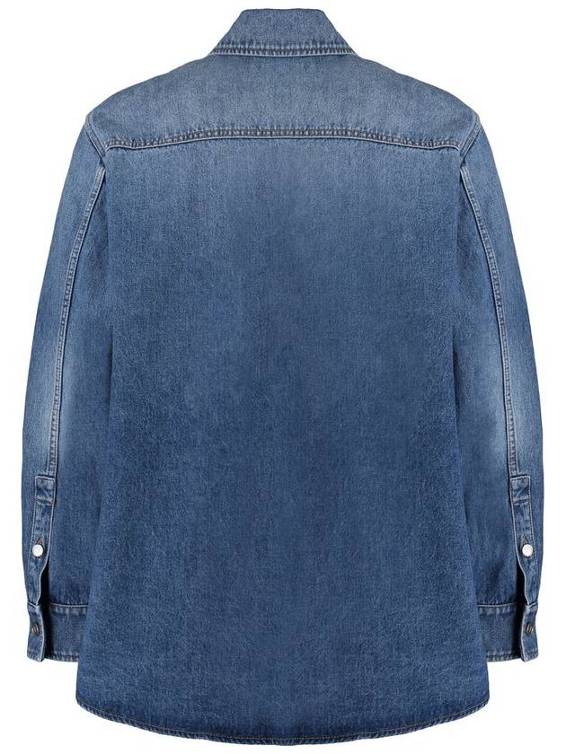 V Logo Denim Long Sleeve Shirt Blue - VALENTINO - BALAAN 3