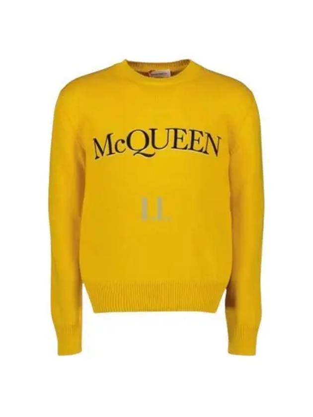 Embroidered Logo Knit Top Yellow - ALEXANDER MCQUEEN - BALAAN 2