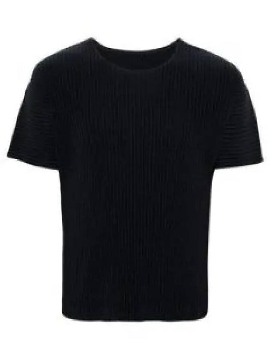 Pleated Short Sleeve T-Shirt Navy - ISSEY MIYAKE - BALAAN 2