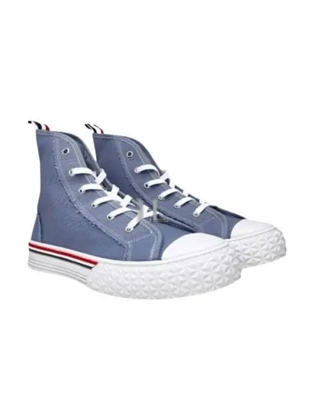 Tartan Sole Canvas High Top Sneakers Blue - THOM BROWNE - BALAAN 2