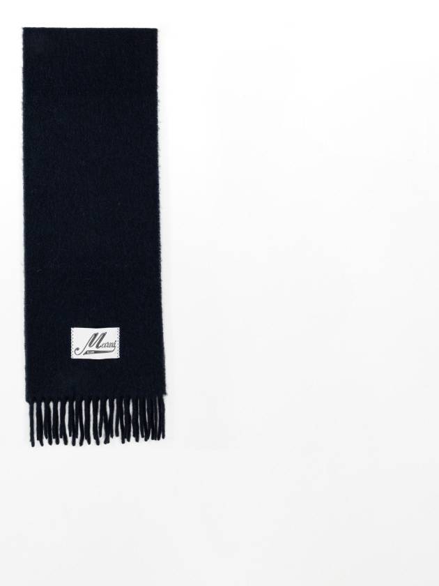 Logo Patch Knit Alpaca Muffler Black - MARNI - BALAAN 4