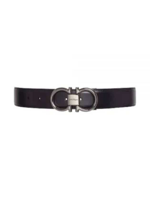 Gancini Reversible Adjustable Calfskin Leather Belt Black - SALVATORE FERRAGAMO - BALAAN 2