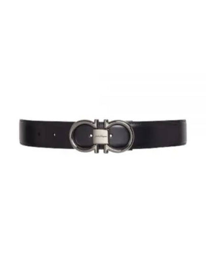 Gancini Reversible Adjustable Calfskin Leather Belt Black - SALVATORE FERRAGAMO - BALAAN 2