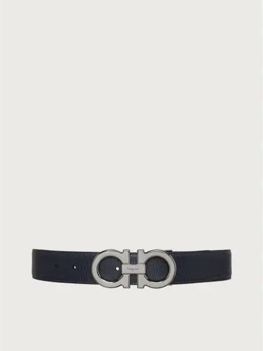 Reversible Gancini Leather Belt Black Navy - SALVATORE FERRAGAMO - BALAAN 2