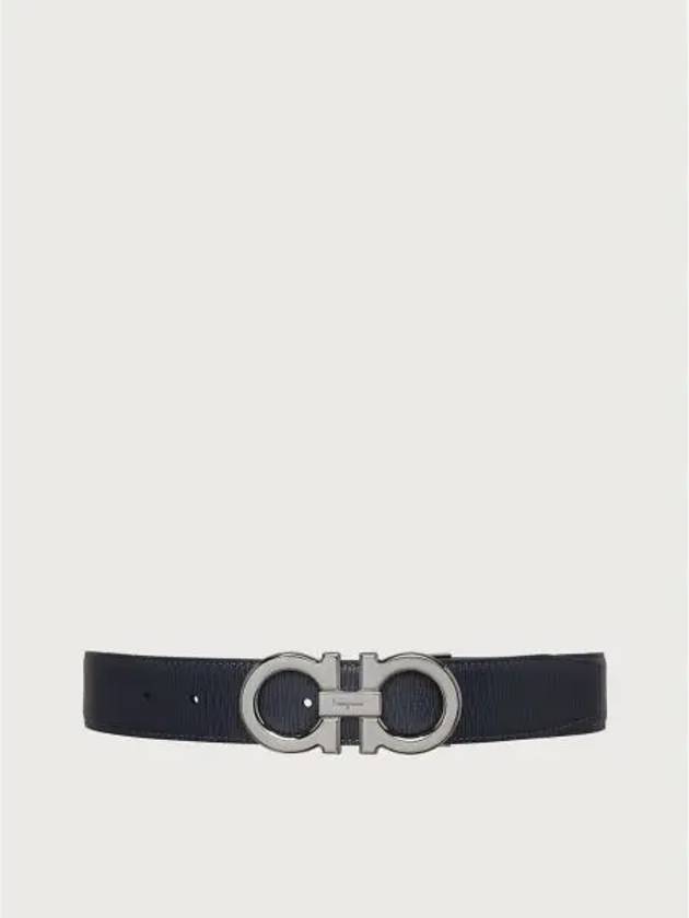 Reversible Gancini Leather Belt Black Navy - SALVATORE FERRAGAMO - BALAAN 2