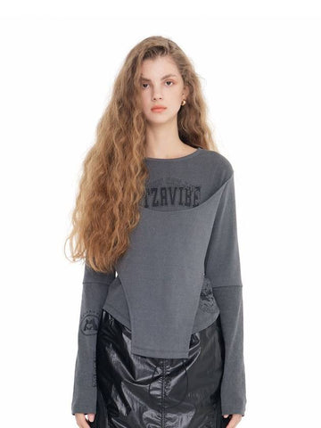 Meow Punch Graphic Long Sleeve T-Shirt Grey - ITZAVIBE - BALAAN 1