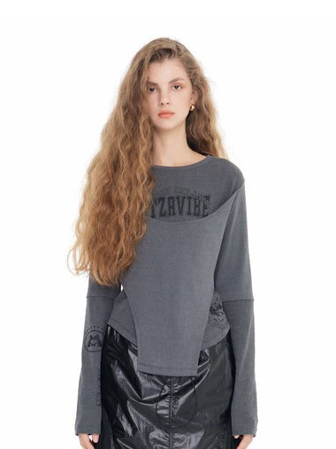 Meow Punch Graphic Long Sleeve T-Shirt Grey - ITZAVIBE - BALAAN 1