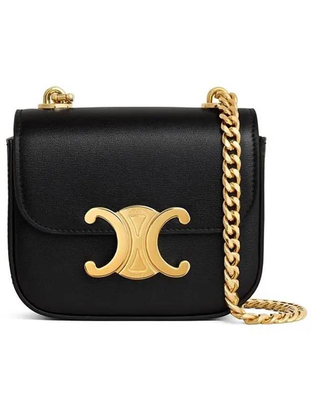 Triomphe Chain Shiny Calfskin Small Cross Bag Black - CELINE - BALAAN 2