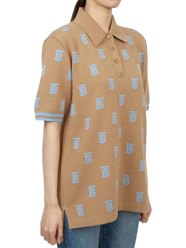 Monogram Short Sleeve Polo Shirt Camel - BURBERRY - BALAAN 4