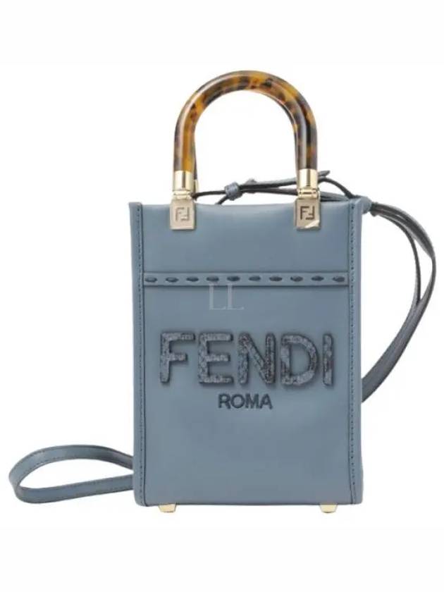 Sunshine Leather Elaphe Shopper Tote Bag Blue - FENDI - BALAAN 2