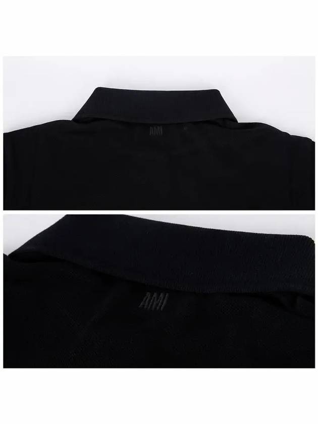 Heart Logo Polo Shirt Black - AMI - BALAAN 8