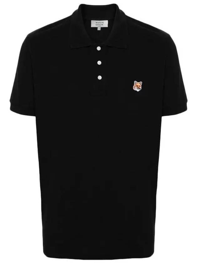 Fox Head Patch Cotton Polo Shirt Black - MAISON KITSUNE - BALAAN 4