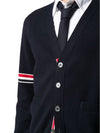 Milano Stitch Sprite Armband Cotton V-neck Cardigan Navy - THOM BROWNE - BALAAN 5